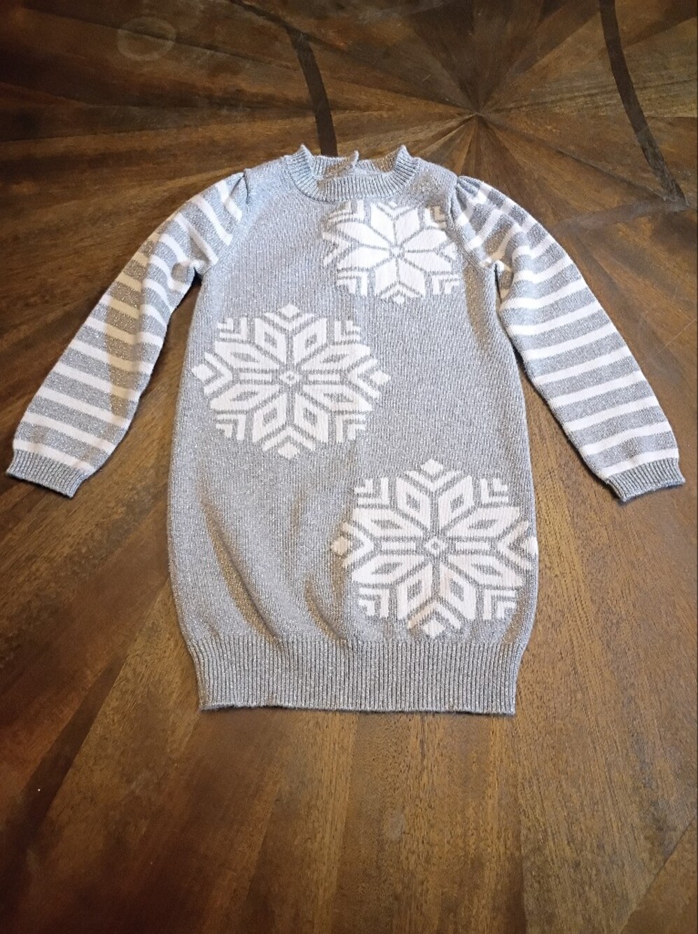 Gymboree Girls 2T Gray Silver Metallic Snowflake Sweater Dress Winter Holiday